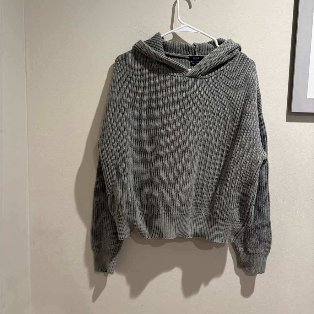 Rails Charcoal Ribbed Cowl Neck Sweater Emery Moss Hooded Large